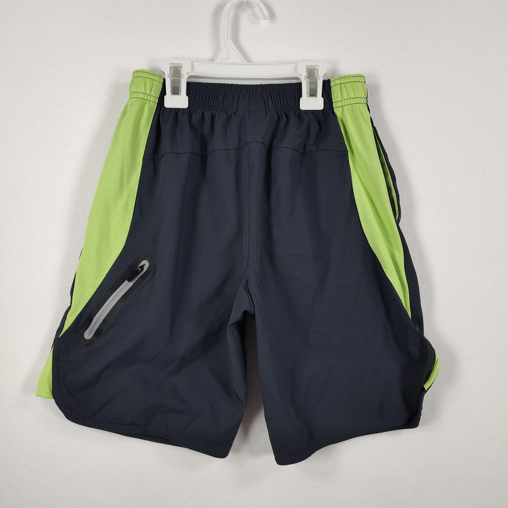 Reebok Boys Athletic Shorts Gray Lime Green Zipper Pocket Size L 10/12 - Picture 5 of 13